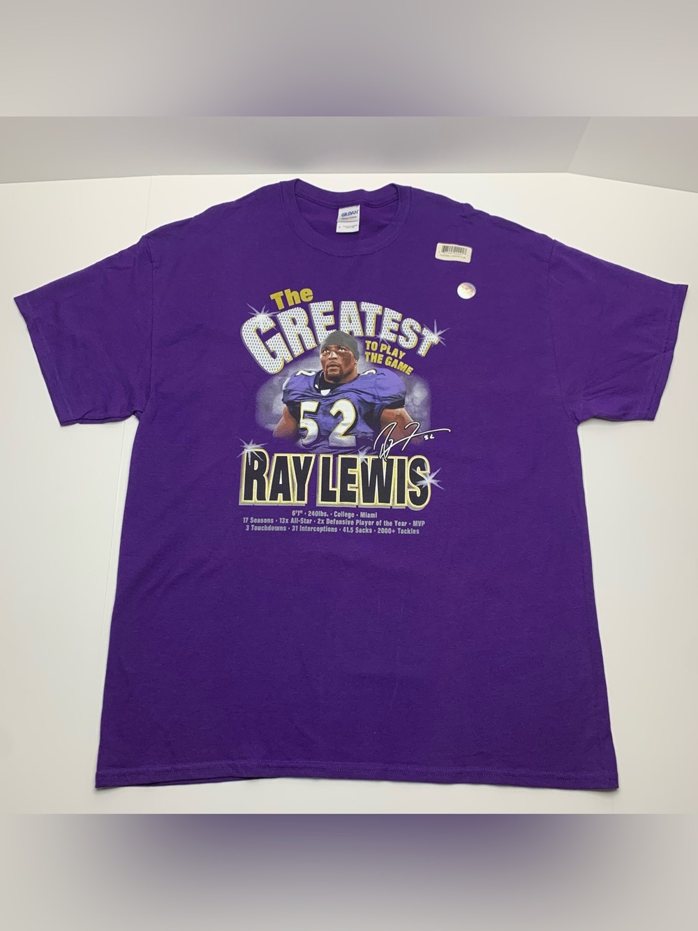 Ray Lewis T-Shirt Greatest To Play The Game Baltimore Ravens Purple Tee Size XL
